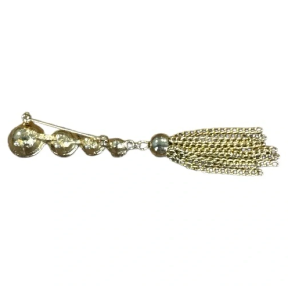 Sarah Coventry VTG Brooch Pins - Pink & Gold Tassel / Brushed Woven Silver Tone